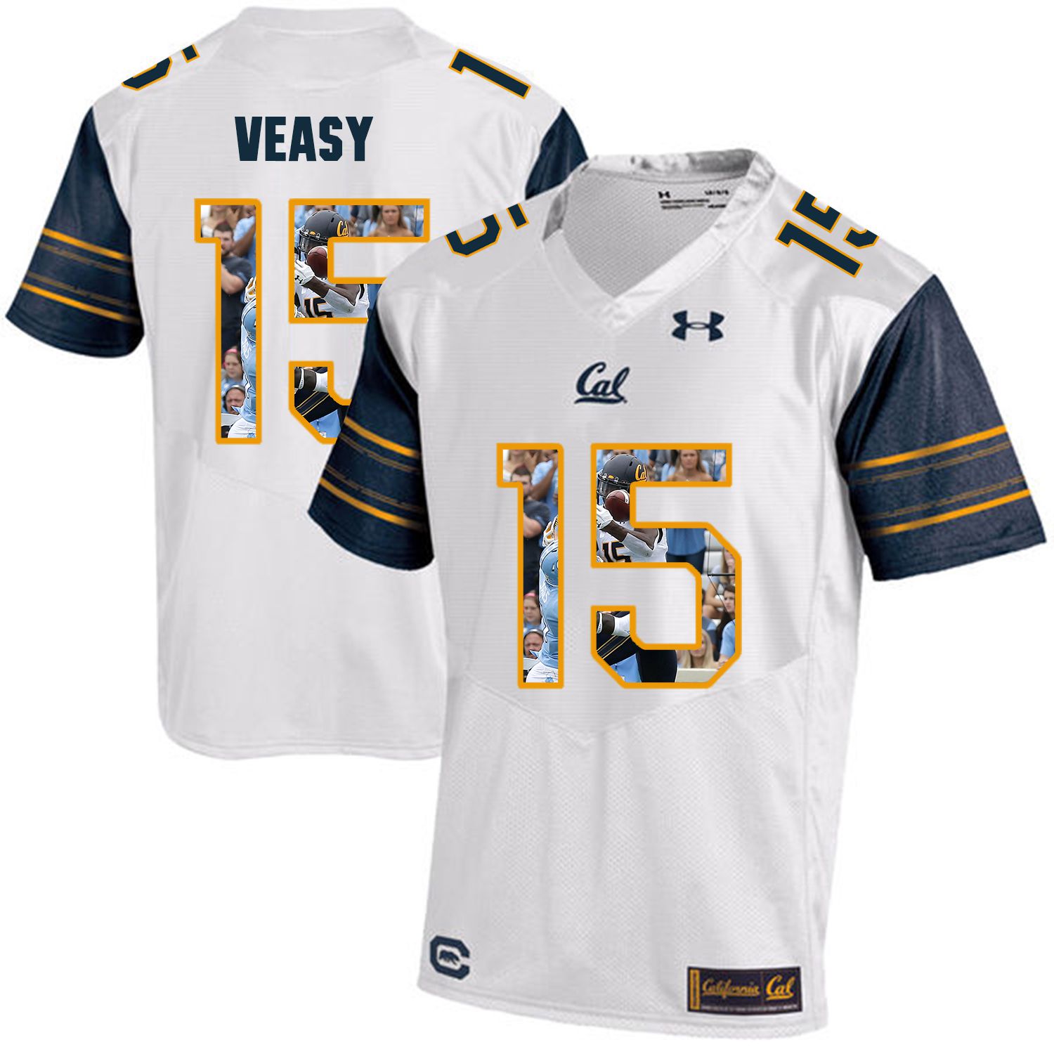 Men California Golden Bears 15 Jordan Veasy White Customized NCAA Jerseys